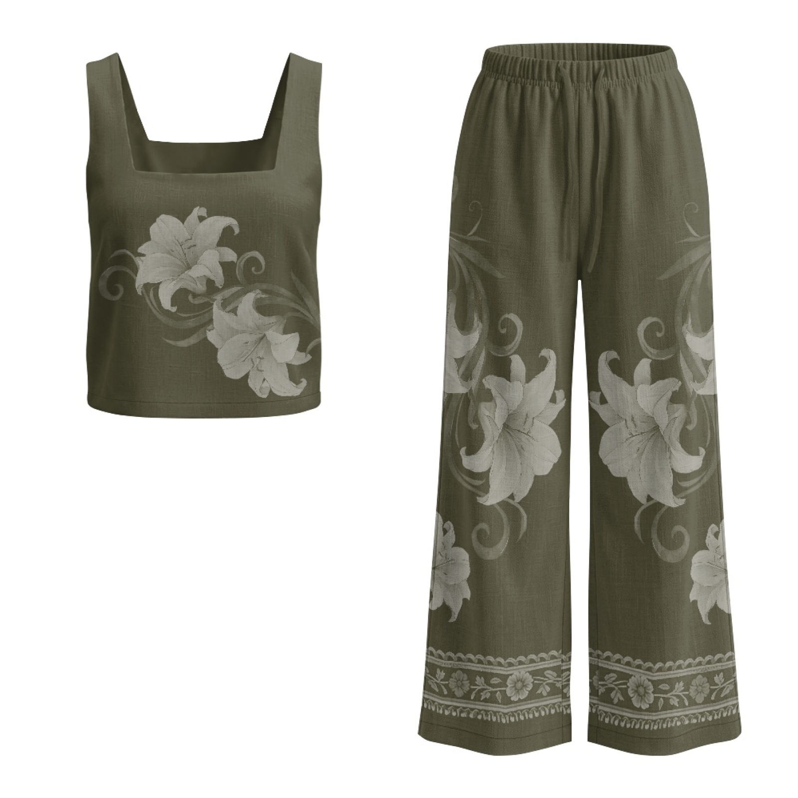 Linen Pant Wide - INSTANTARTS Set gilet in lino da